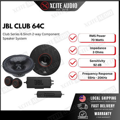 JBL Club 64C Club Series 6.5" 2-Way Component Car Speaker | Quality Assurance | 100% Original