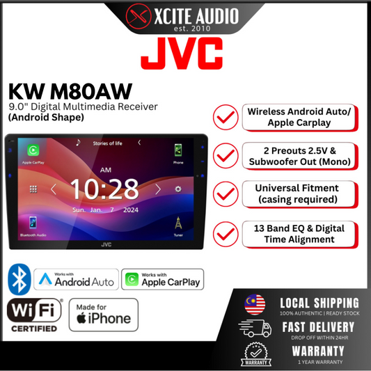 JVC KW M80AW - 9.0" (Android Shape) Digital Multimedia Receiver with Apple Carplay/Android Auto