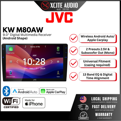 JVC KW M80AW - 9.0" (Android Shape) Digital Multimedia Receiver with Apple Carplay/Android Auto