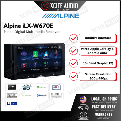 ALPINE ILX W670E - 7" Car Multimedia Receiver | Apple Carplay/Android Auto