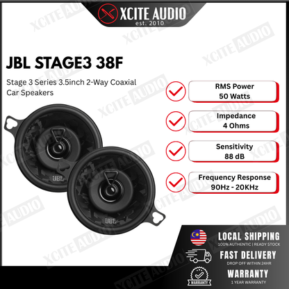 JBL Stage3 38F 3.5" 2-Way 400Watts Peak Power Coaxial Car Speakers
