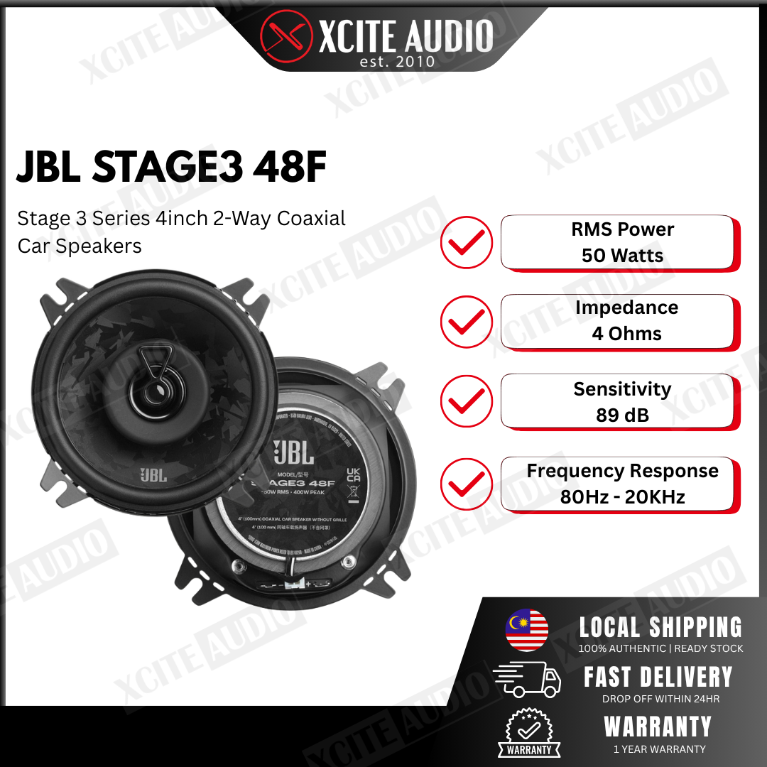 JBL Stage3 48F 4” (100mm) 2 Way Coaxial Car Speaker without Grille