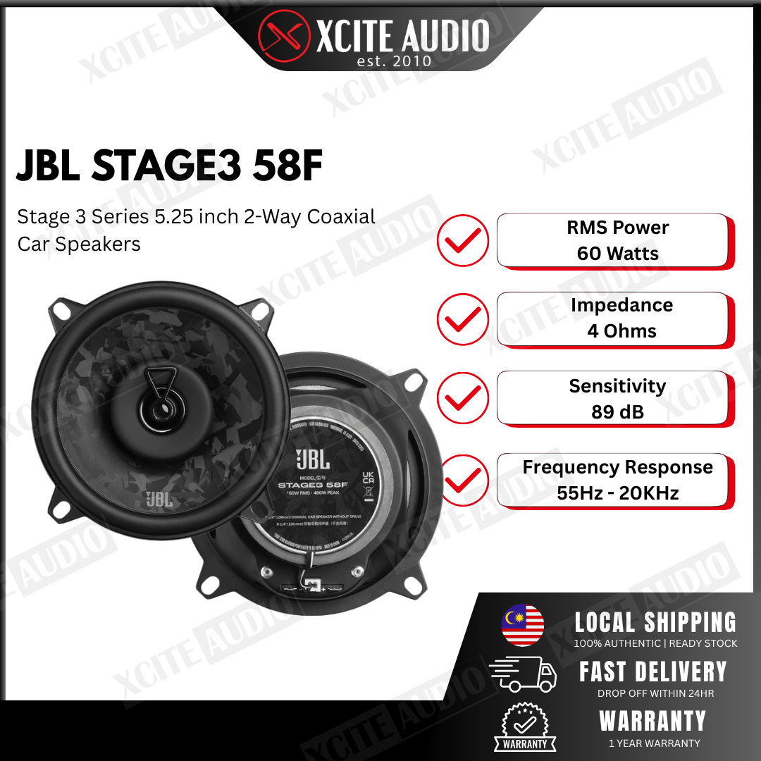 JBL Stage3 58F 5.25" 2-Way 480Watts Peak Power Coaxial Car Speakers