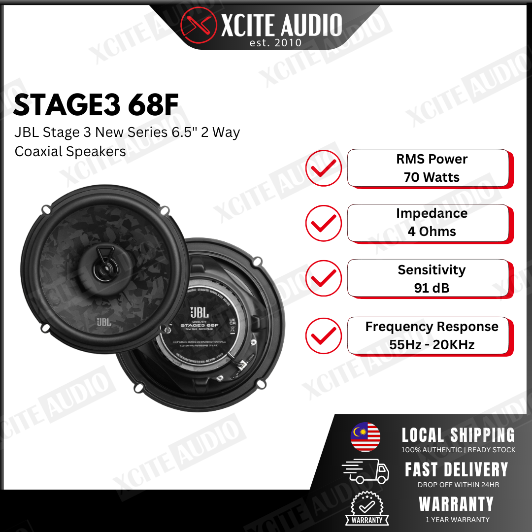 JBL Stage3 68F 6.5" 2-Way 560Watts Peak Power Coaxial Car Speakers