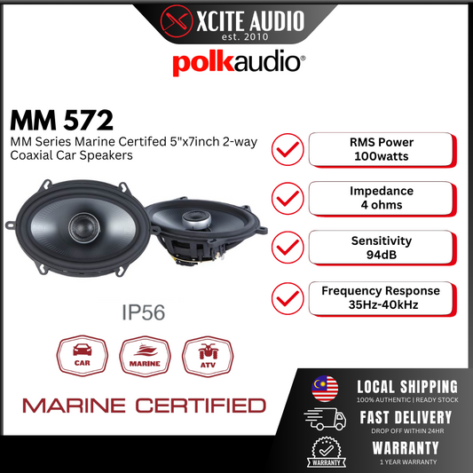 POLK MM572 - MM Series Marine Certified 5"x7inch 2-Way Car Speakers for Select Ford Vehicles