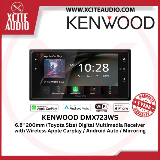 KENWOOD DMX723WS - 6.8" 200mm (Toyota Size) Car AV Receiver | Wireless Carplay | Android Auto | Mirroring