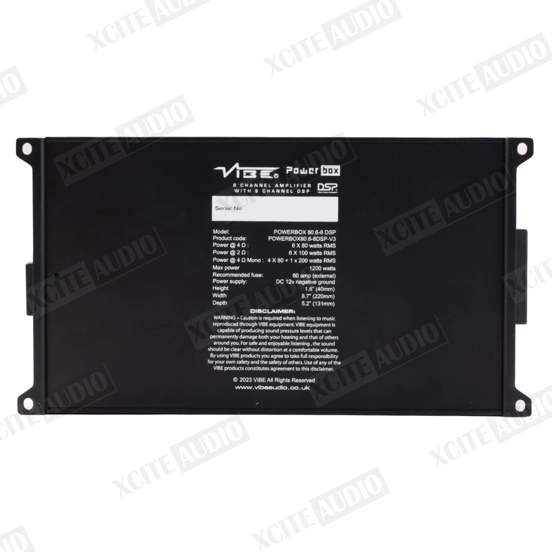 VIBE British Audio POWERBOX80.6-8DSP-V3 | 6-Channel 1200W Class D Amplifier with Integrated 8-Channel DSP