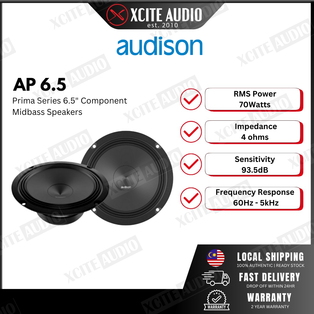 Audison Prima AP 6.5 Mid-Woofer Car Speakers | 210 W Peak Power | Kereta Woofer