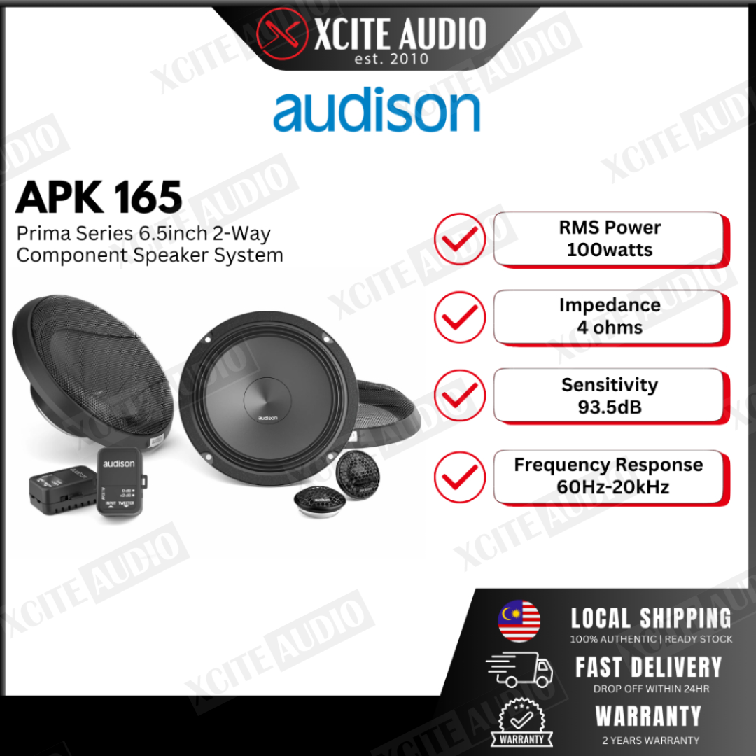 Audison APK165 2-Way 6.5" 300Watts Peak Power Component Car Speakers