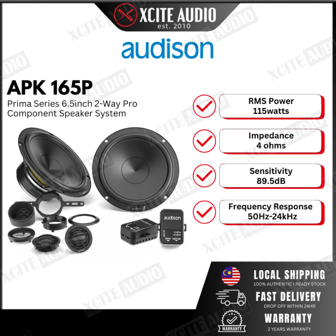 Audison APK165P 6.5" 2-Way 345Watts Peak 4-Ohms Car Audio Speakers