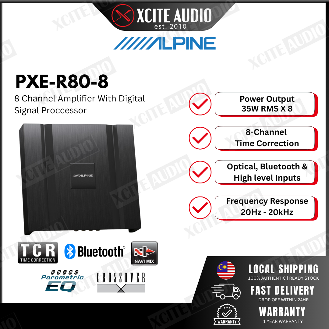 Alpine PXE-R80-8 - Eight Channel Car DSP Amplifier with Optical Input & Bluetooth Streaming