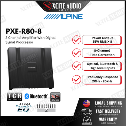 Alpine PXE-R80-8 - Eight Channel Car DSP Amplifier with Optical Input & Bluetooth Streaming