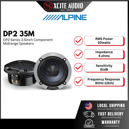 Alpine DP2-35M - DP2-Series 3.5" Component Mid-Range Car Speakers