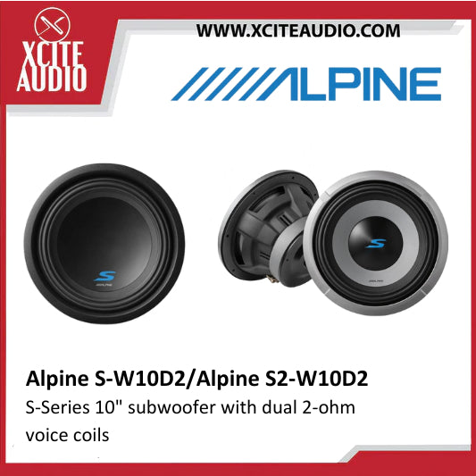 Alpine S2-W10D2 S-Series 10" Subwoofer With Dual 2-ohm Voice Coils