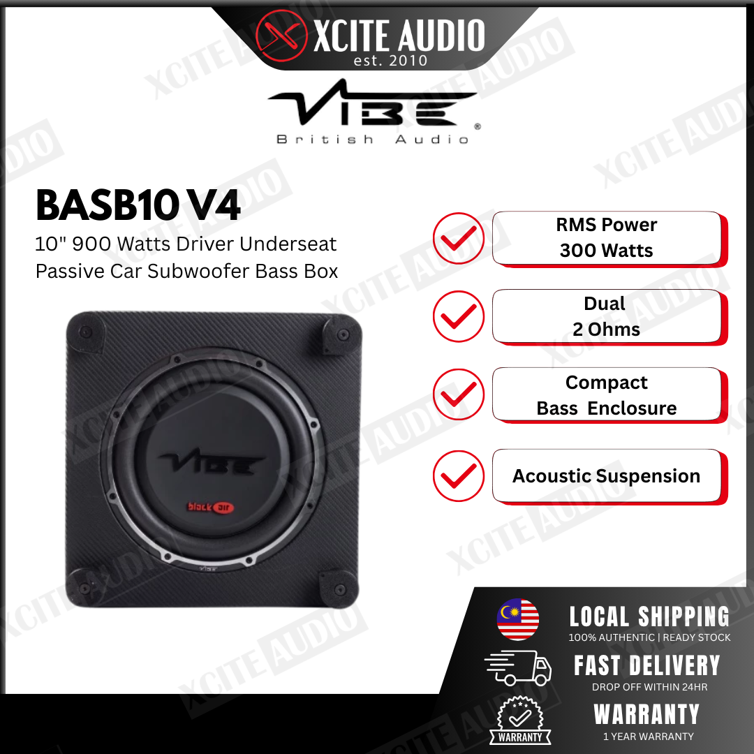 VIBE BASB10-V4 Black Air 10" 900 Watts Compact Bass Enclosure