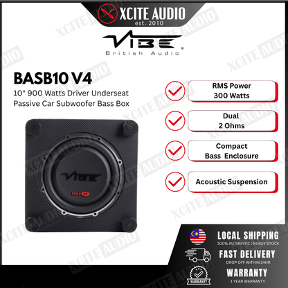 VIBE BASB10-V4 Black Air 10" 900 Watts Compact Bass Enclosure
