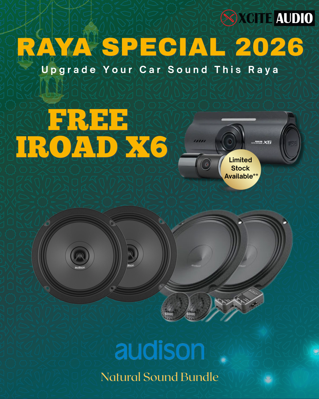 RAMADAN AUDISON BUNDLE PACKAGE - Front & Rear Speaker FOC IROAD X6