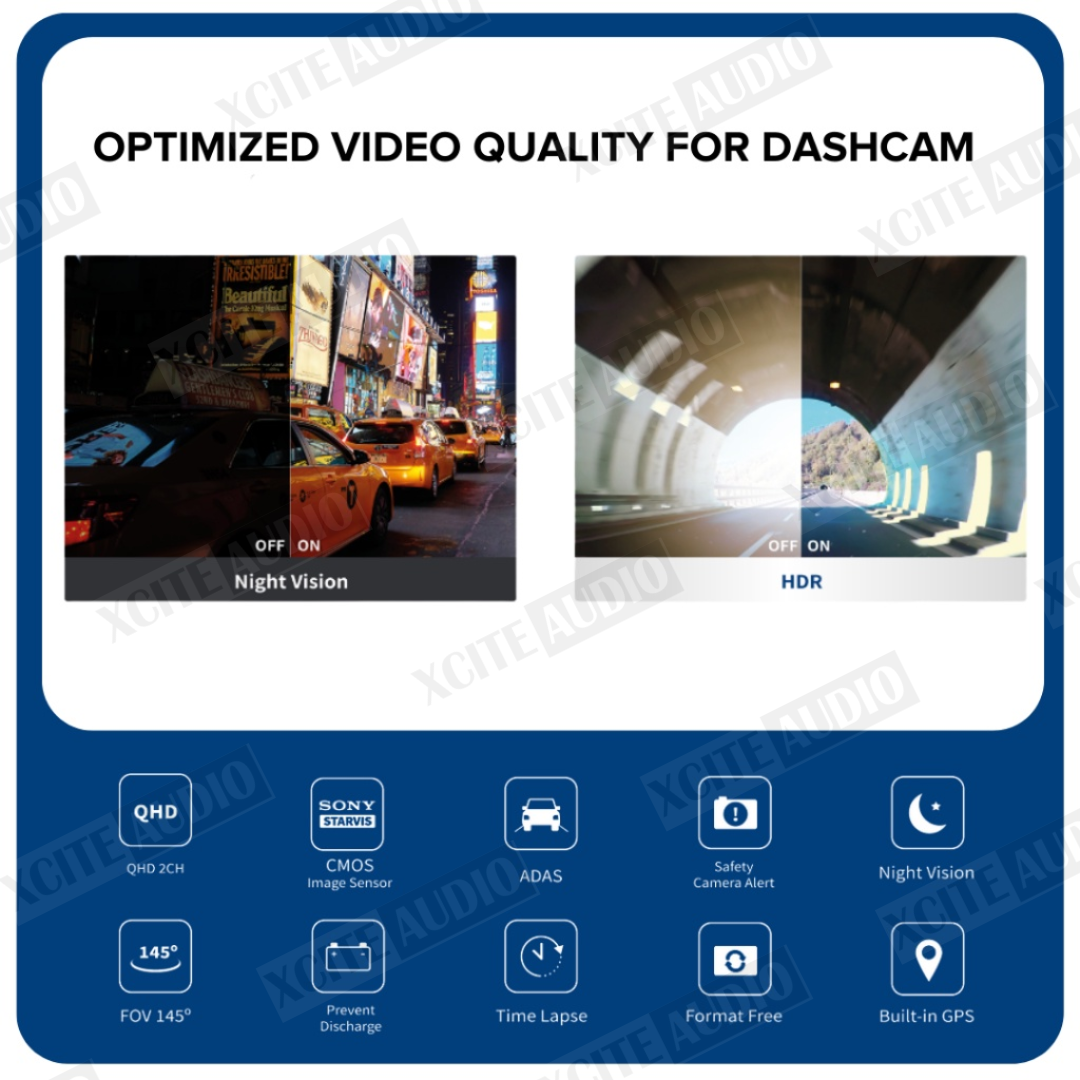 Vueroid D20-F2 FHD DUAL DASHCAM WITH Wi-Fi & SMART ADAS Car Camera Car Recorder Kamera Kereta Manual, Accident free