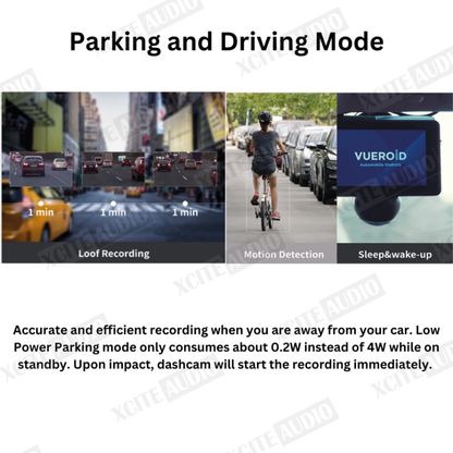 Vueroid D20-F2 FHD DUAL DASHCAM WITH Wi-Fi & SMART ADAS Car Camera Car Recorder Kamera Kereta Manual, Accident free