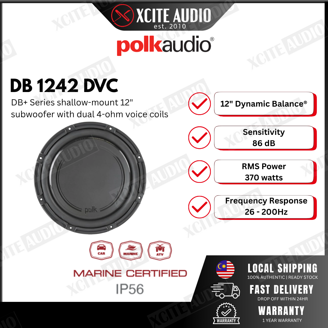 Polk Audio DB 1242 DVC 12" Dual Voice-Coil Subwoofer with Marine Certification