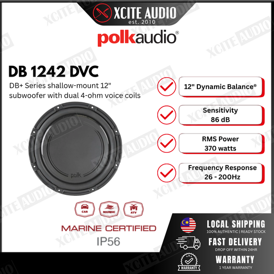 Polk Audio DB 1242 DVC 12" Dual Voice-Coil Subwoofer with Marine Certification