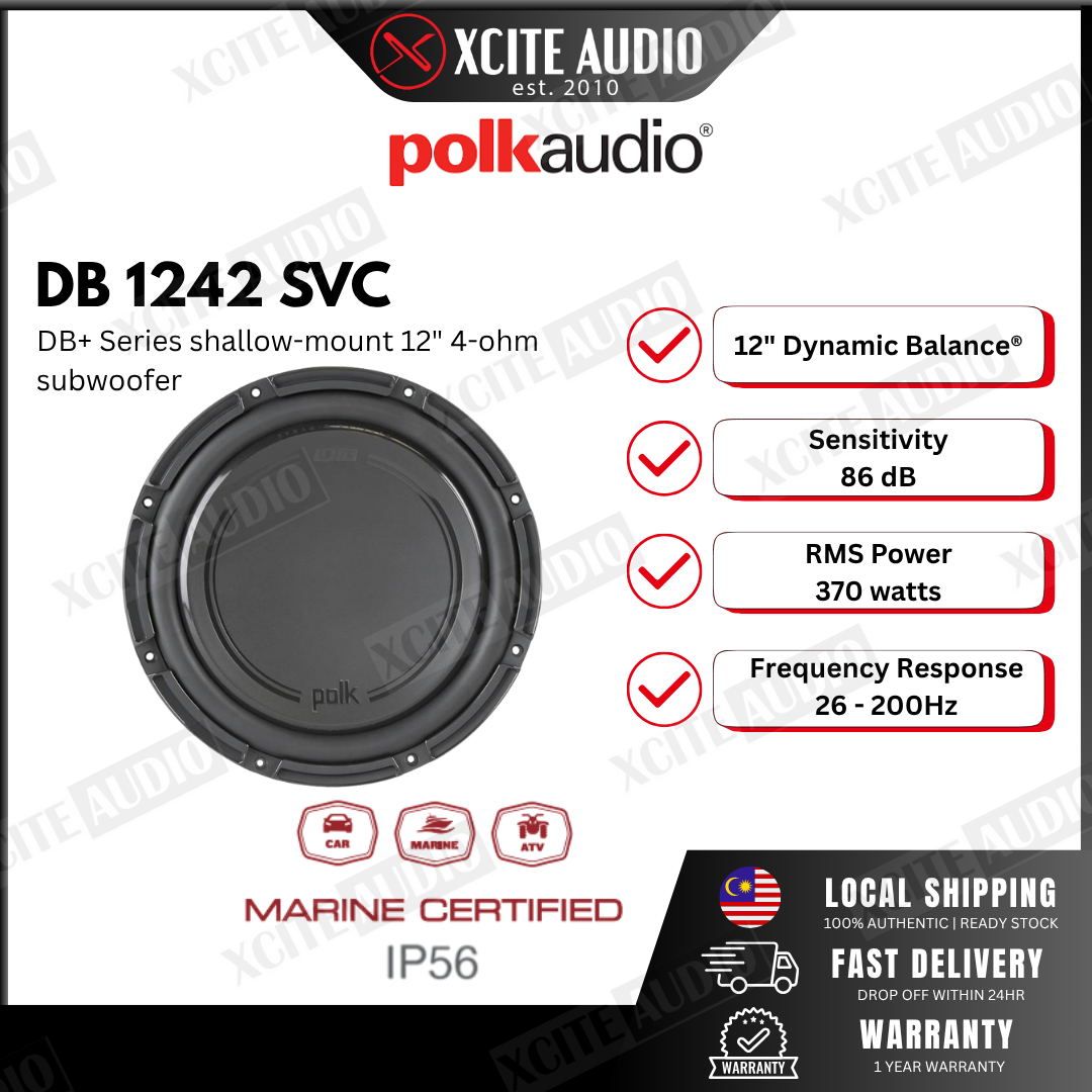 Polk Audio DB 1242 SVC DB+ Series shallow-mount 12" 4-ohm subwoofer