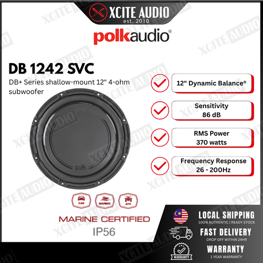 Polk Audio DB 1242 SVC DB+ Series shallow-mount 12" 4-ohm subwoofer