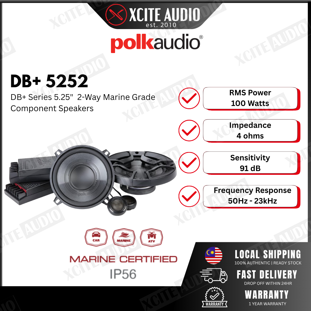 Polk Audio DB5252 - DB+ Series 5.25" Component Car Speaker System with Marine Certification