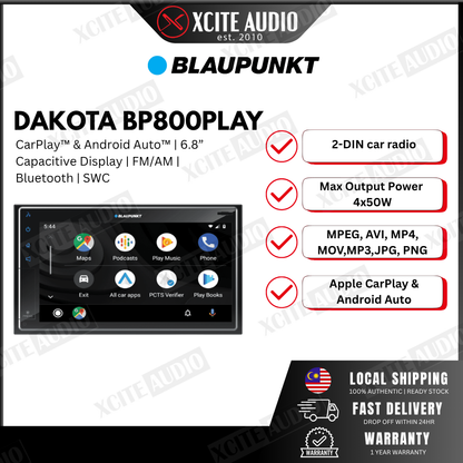 Blaupunkt Dakota BP800PLAY Car Radio | CarPlay™ & Android Auto™ | 6.8” Capacitive Display | FM/AM | Bluetooth | SWC