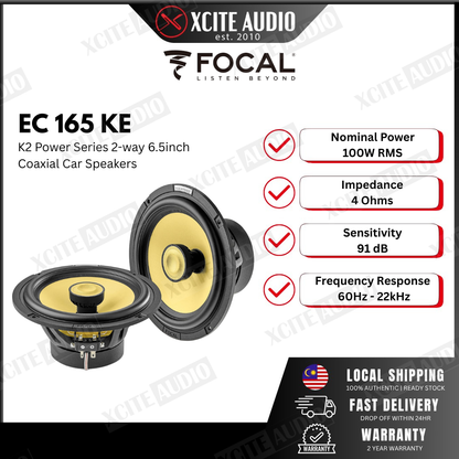 FOCAL EC165 KE - K2 Power Series 6.5" 2-way Coaxial Car Speakers