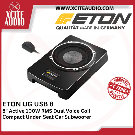 ETON UG USB 8 - 8" Compact Dual Voice Coil Active Underseat Car Subwoofer