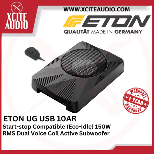 ETON USB 10AR - 2-Voice Coil 10" Active Underseat Subwoofer Cars with Start-Stop Function (Eco-Idle)