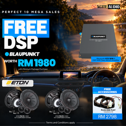 PERFECT 10 MEGA SALES | ETON SPEAKER BUNDLE FREE BLAUPUNKT 8 CHANNEL DSP WORTH RM1980