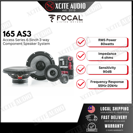 Focal Access 165 AS3 6.5" 3-Way 160 Watts Component Car Speakers
