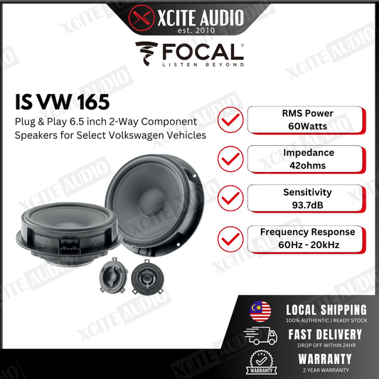 FOCAL IS VW 165 - Plug & Play 6.5" Component Car Speakers for Volkswagen POLO/JETTA/SCIROCCO/GOLF