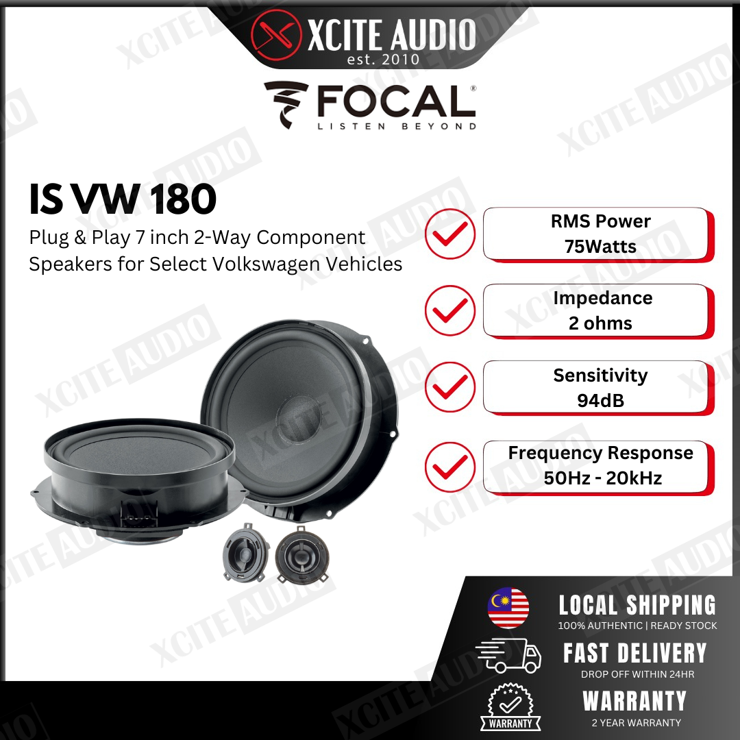 FOCAL KIT IS VW180 - 7" 2-way Component Speaker System Fully Plug & Play For Volkswagen Arteon/Tiguan/Passat