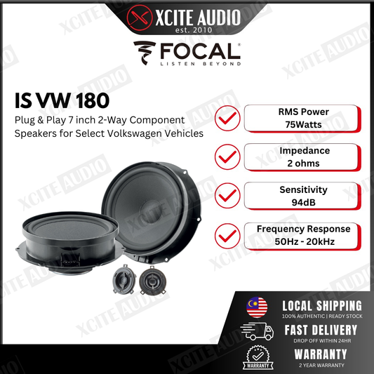 FOCAL KIT IS VW180 - 7" 2-way Component Speaker System Fully Plug & Play For Volkswagen Arteon/Tiguan/Passat