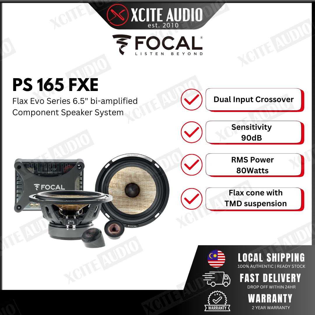 FOCAL PS 165 FXE - Flax Evo Series 6.5 inch 2-way Component Car Speaker System with Bi-Amp Crossover