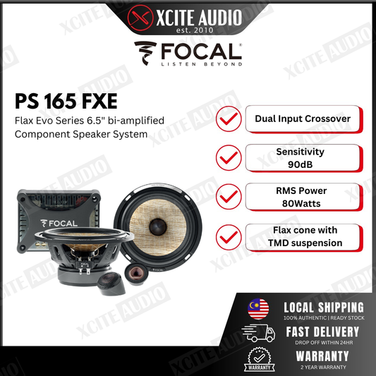 FOCAL PS 165 FXE - Flax Evo Series 6.5 inch 2-way Component Car Speaker System with Bi-Amp Crossover