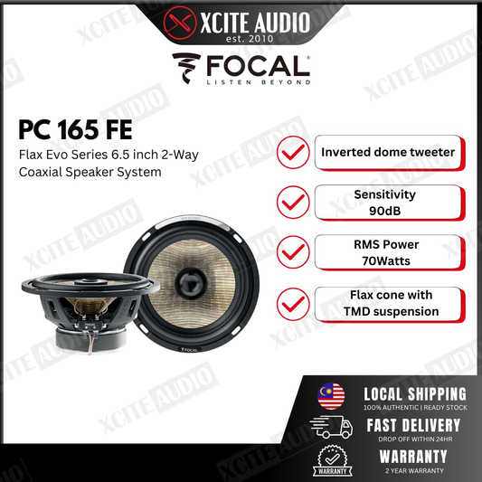 FOCAL PC 165 FE - Flax Evo Series 6.5 inch 2-way Coaxial Car Speaker System (Made In France)
