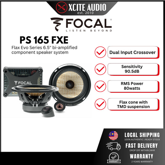 FOCAL PS 165 FXE - Flax Evo Series 6.5 inch 2-way Component Car Speaker System with Bi-Amp Crossover