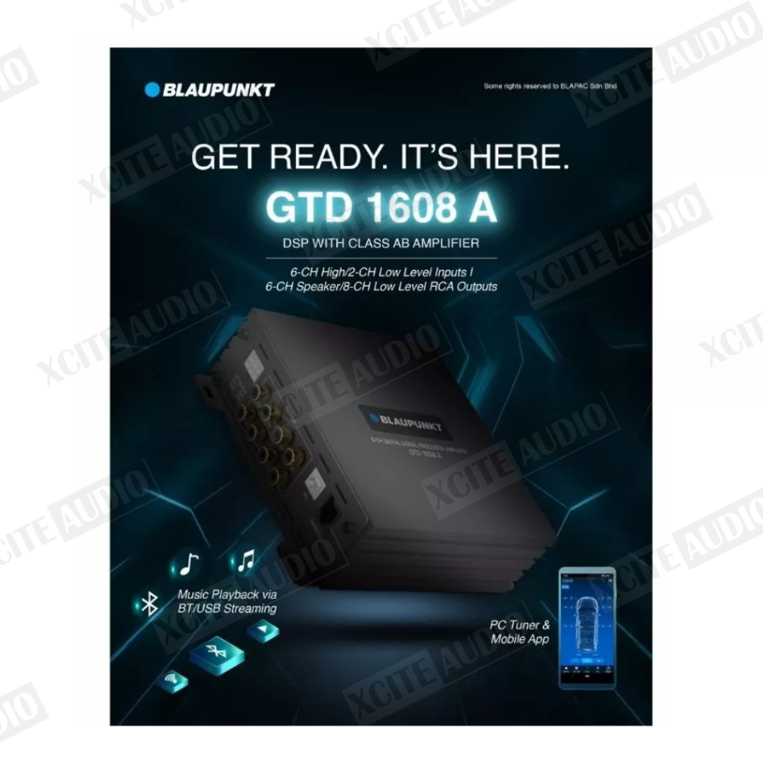 Blaupunkt GTD 1608 A 6-CH High/2-CH Low Level Inputs | 6-CH Low Level Inputs | 6-CH Speaker/8-CH Low Level RCA Outputs