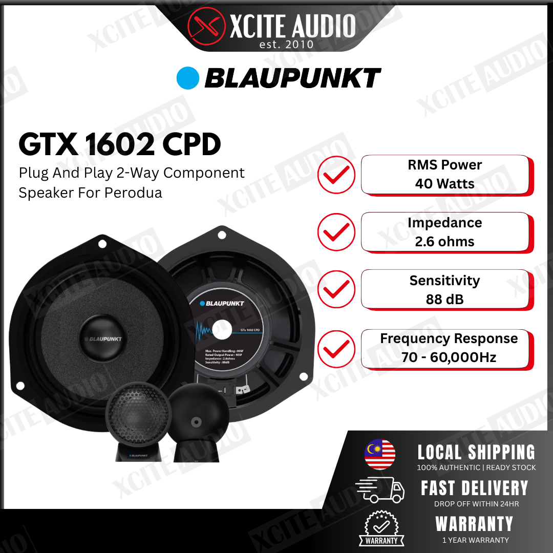 Blaupunkt Plug & Play 2-Way Component Speaker Upgrade GTx 1602 CPD For Perodua