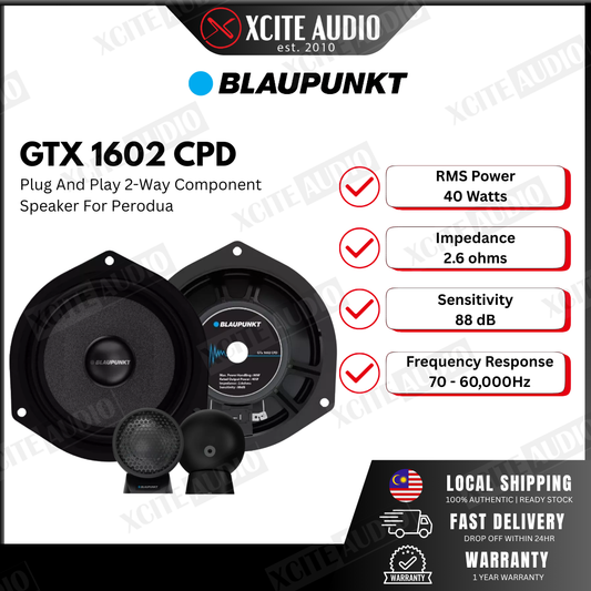 Blaupunkt Plug & Play 2-Way Component Speaker Upgrade GTx 1602 CPD For Perodua