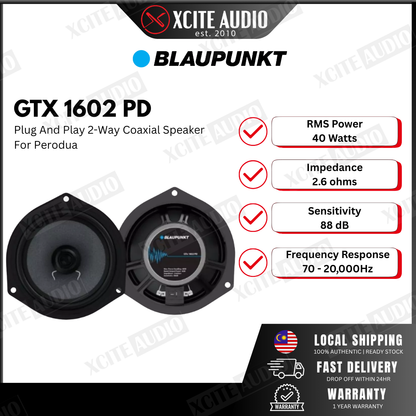 Blaupunkt Plug & Play 2-Way Coaxial Speaker Upgrade GTx 1602 PD For Perodua