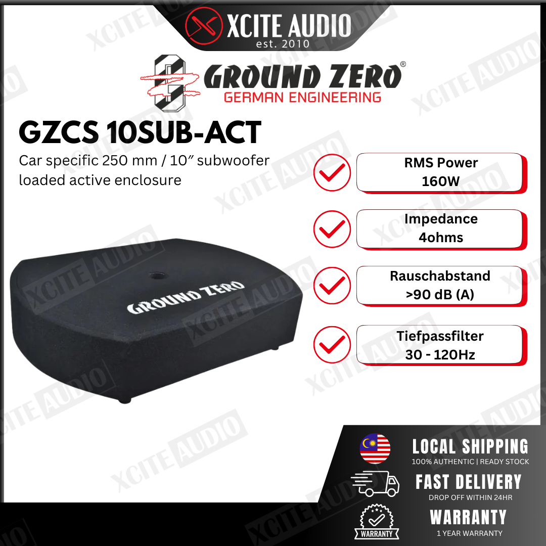 Ground Zero GZCS 10SUB-ACT Car specific 250 mm / 10″ subwoofer loaded active enclosure