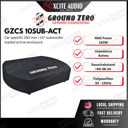 Ground Zero GZCS 10SUB-ACT Car specific 250 mm / 10″ subwoofer loaded active enclosure