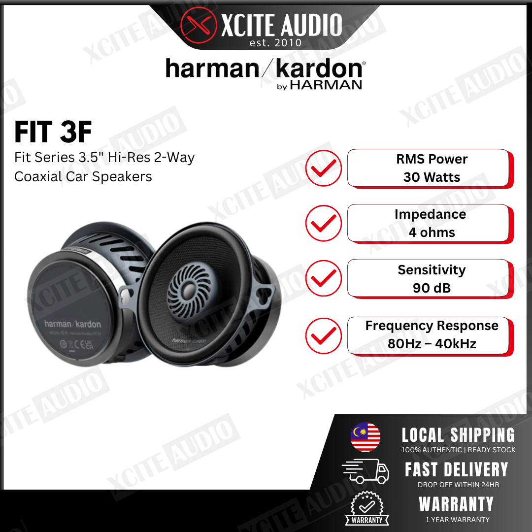 HARMAN KARDON FIT 3F - Fit Series 3.5" Coaxial 2-way Car Speakers for Select Toyota & Myvi