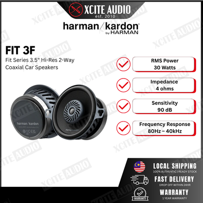HARMAN KARDON FIT 3F - Fit Series 3.5" Coaxial 2-way Car Speakers for Select Toyota & Myvi