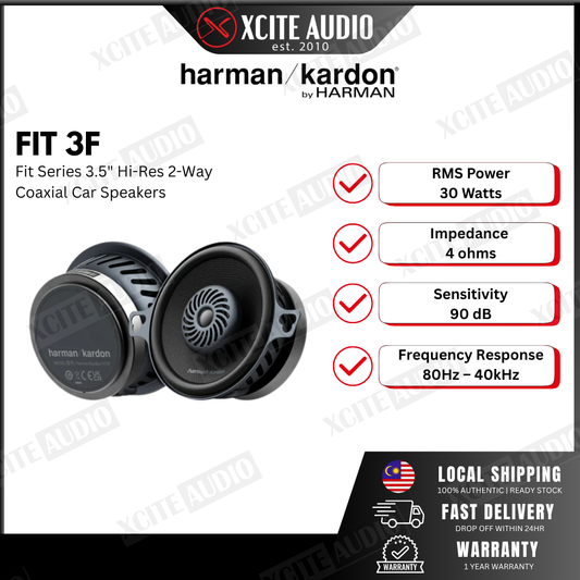 HARMAN KARDON FIT 3F - Fit Series 3.5" Coaxial 2-way Car Speakers for Select Toyota & Myvi